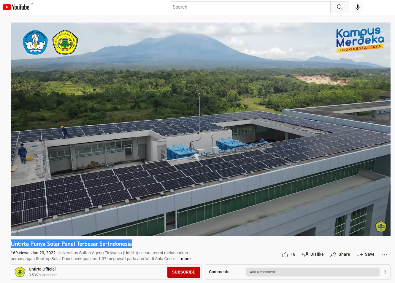 Untirta Punya Solar Panel Terbesar Se-Indonesia