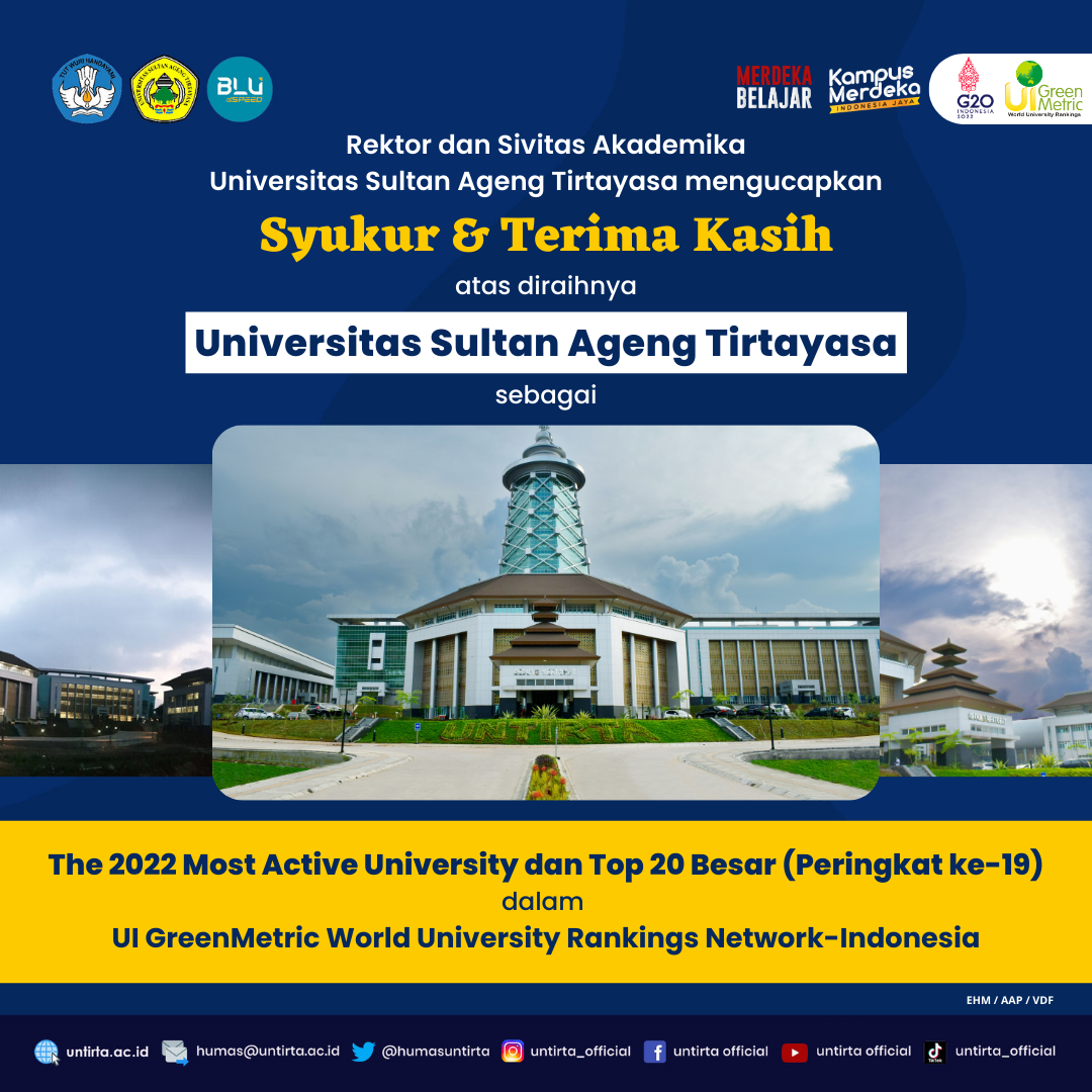 Untirta Peringkat 19 dan The 2022 Most Activa University in UIGM 2022